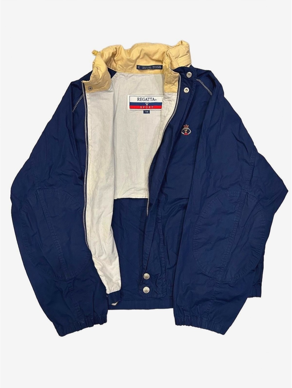 Vintage Regatta Sport Windbreaker Jacket Navy Khaki Crest Cotton L — Minor Flaw